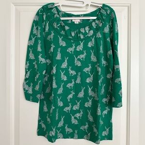 3/4 sleeve T-shirt with bunny prints by Anthropologie